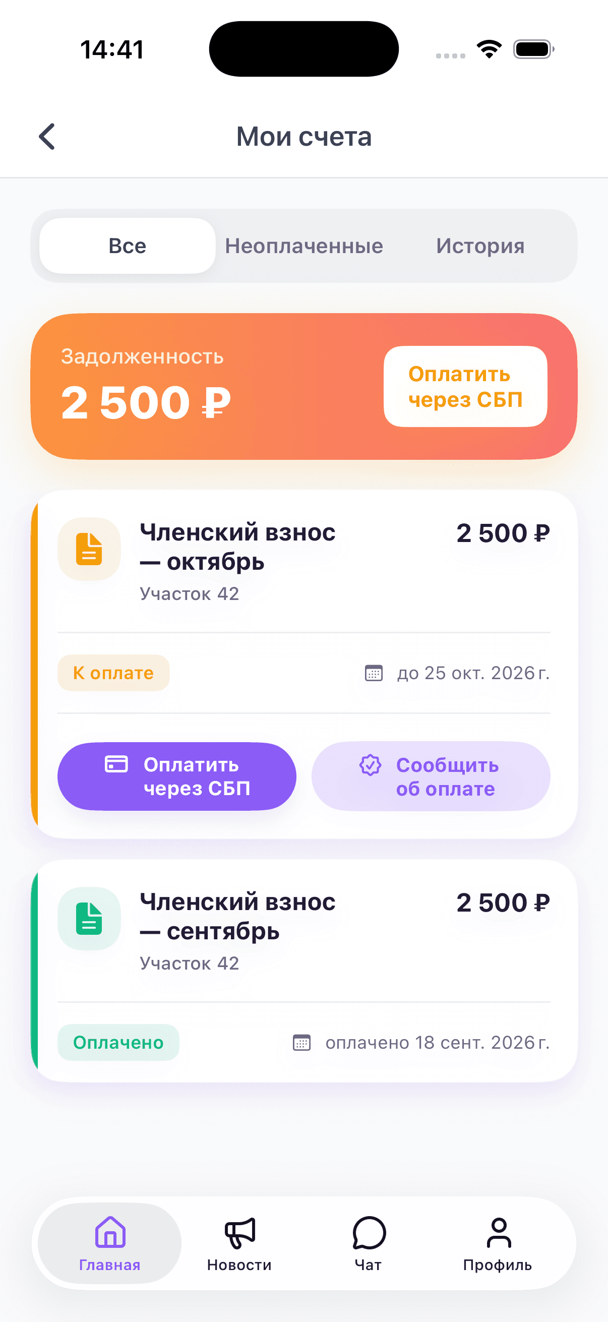 СНТ Портал — Оплата через СБП